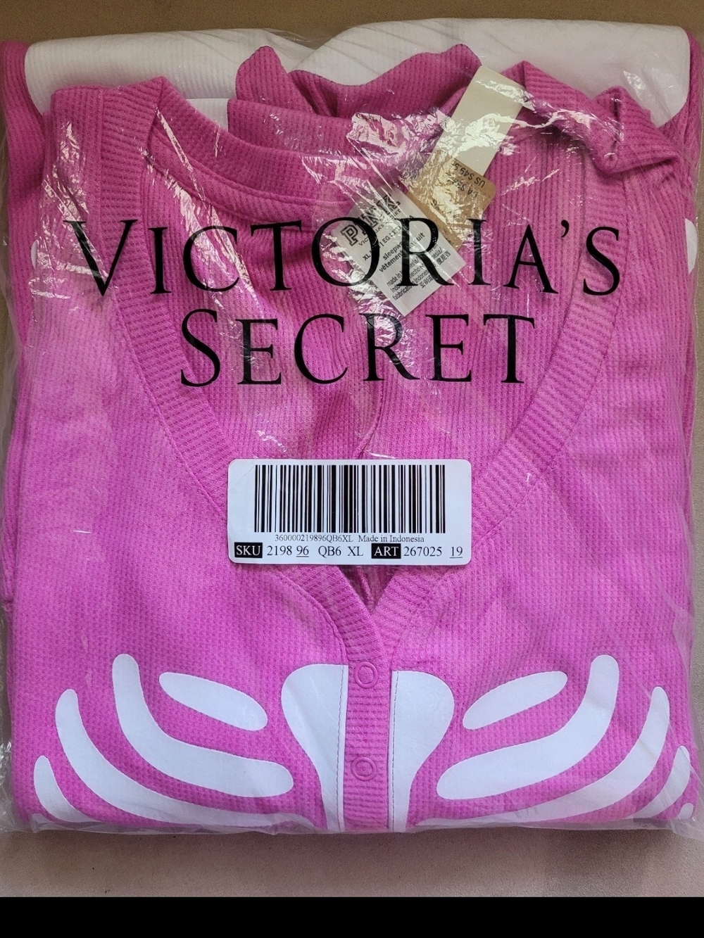 PINK Victoria's Secret Hot Pink SKELETON ONSIE